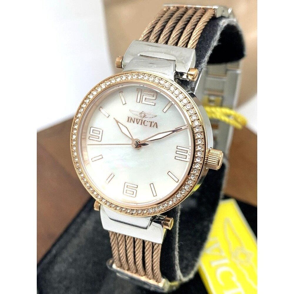 Invicta Women's Watch Bolt 29142 Quartz Mother of Pearl Dial Two Tone Steel 30mm